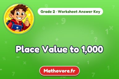 Place Value to 1,000 – Grade 2 math worksheet answer key
