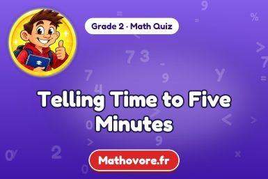 Telling Time to Five Minutes – Grade 2 math quiz