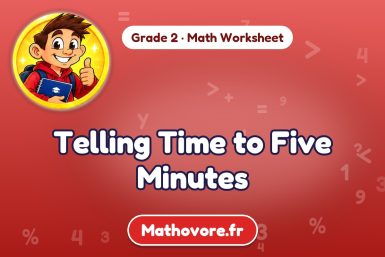 Telling Time to Five Minutes – Grade 2 math worksheet