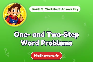 One- and Two-Step Word Problems – Grade 2 math worksheet answer key
