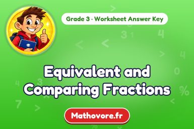 Equivalent and Comparing Fractions – Grade 3 math worksheet answer key