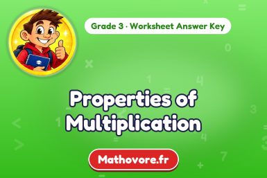 Properties of Multiplication – Grade 3 math worksheet answer key