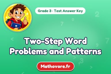 Two-Step Word Problems and Patterns – Grade 3 math test answer key