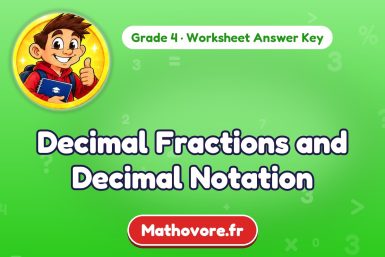 Decimal Fractions and Decimal Notation – Grade 4 math worksheet answer key