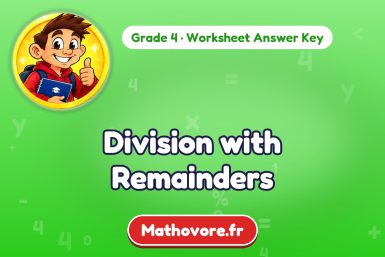 Division with Remainders – Grade 4 math worksheet answer key