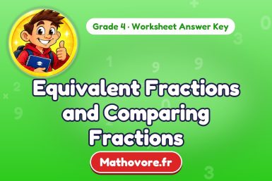 Equivalent Fractions and Comparing Fractions – Grade 4 math worksheet answer key