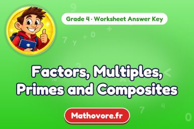 Factors, Multiples, Primes and Composites – Grade 4 math worksheet answer key