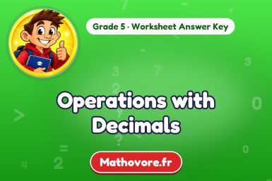 Operations with Decimals – Grade 5 math worksheet answer key