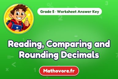 Reading, Comparing and Rounding Decimals – Grade 5 math worksheet answer key