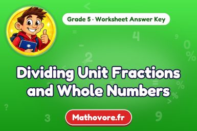 Dividing Unit Fractions and Whole Numbers – Grade 5 math worksheet answer key