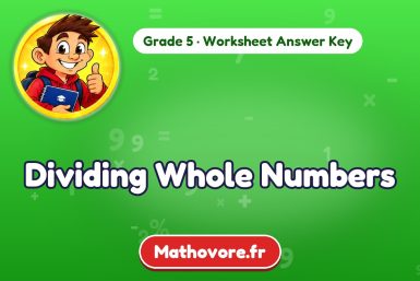 Dividing Whole Numbers – Grade 5 math worksheet answer key