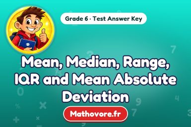 Mean, Median, Range, IQR and Mean Absolute Deviation – Grade 6 math test answer key