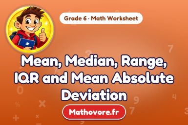 Mean, Median, Range, IQR and Mean Absolute Deviation – Grade 6 math worksheet