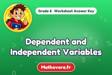 Dependent and Independent Variables – Grade 6 math worksheet answer key