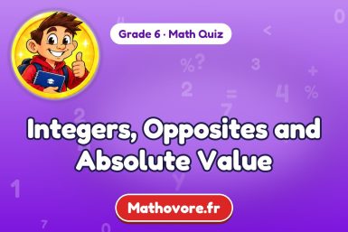 Integers, Opposites and Absolute Value – Grade 6 math quiz