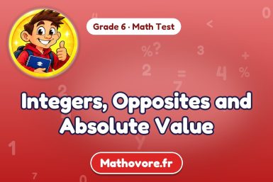 Integers, Opposites and Absolute Value – Grade 6 math test