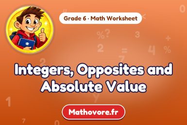 Integers, Opposites and Absolute Value – Grade 6 math worksheet