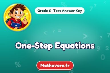 One-Step Equations – Grade 6 math test answer key