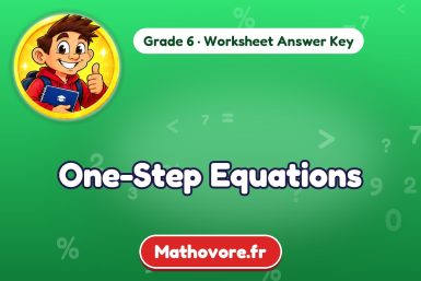 One-Step Equations – Grade 6 math worksheet answer key