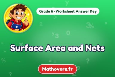 Surface Area and Nets – Grade 6 math worksheet answer key