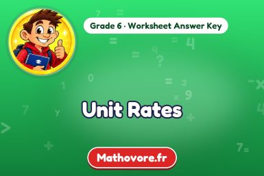 Unit Rates – Grade 6 math worksheet answer key