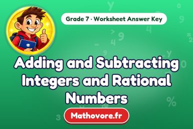 Adding and Subtracting Integers and Rational Numbers – Grade 7 math worksheet answer key