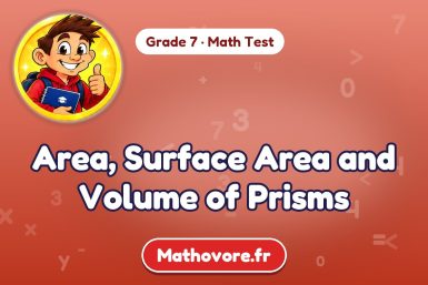 Area, Surface Area and Volume of Prisms – Grade 7 math test