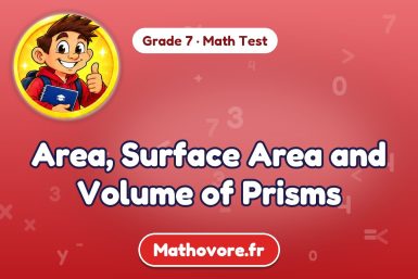 Area, Surface Area and Volume of Prisms – Grade 7 math test
