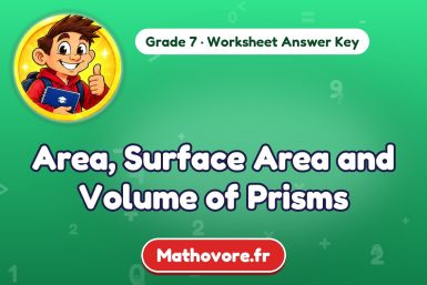 Area, Surface Area and Volume of Prisms – Grade 7 math worksheet answer key