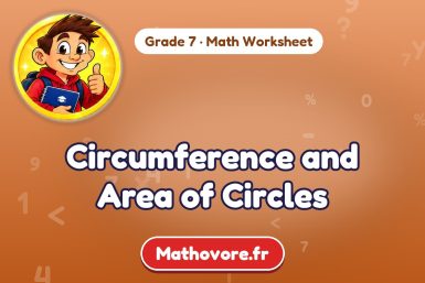 Circumference and Area of Circles – Grade 7 math worksheet