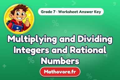 Multiplying and Dividing Integers and Rational Numbers – Grade 7 math worksheet answer key
