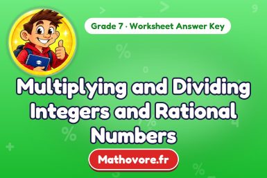 Multiplying and Dividing Integers and Rational Numbers – Grade 7 math worksheet answer key