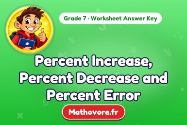 Percent Increase, Percent Decrease and Percent Error – Grade 7 math worksheet answer key