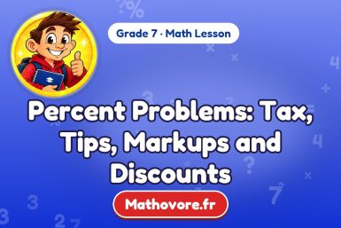 Percent Problems: Tax, Tips, Markups and Discounts – Grade 7 math lesson