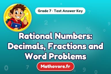 Rational Numbers: Decimals, Fractions and Word Problems – Grade 7 math test answer key