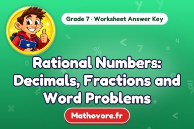 Rational Numbers: Decimals, Fractions and Word Problems – Grade 7 math worksheet answer key