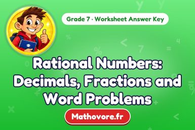 Rational Numbers: Decimals, Fractions and Word Problems – Grade 7 math worksheet answer key