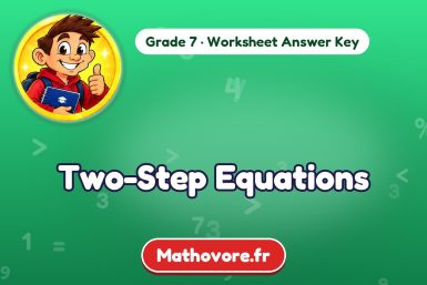 Two-Step Equations – Grade 7 math worksheet answer key