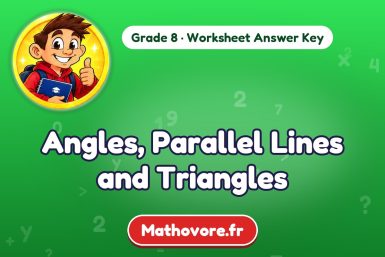 Angles, Parallel Lines and Triangles – Grade 8 math worksheet answer key