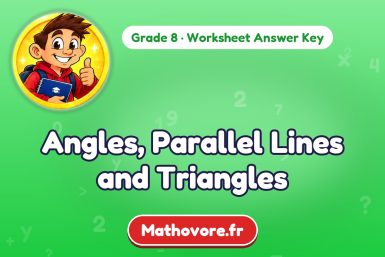 Angles, Parallel Lines and Triangles – Grade 8 math worksheet answer key