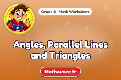 Angles, Parallel Lines and Triangles – Grade 8 math worksheet