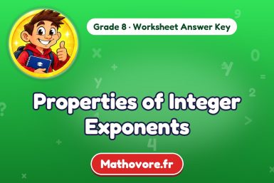 Properties of Integer Exponents – Grade 8 math worksheet answer key