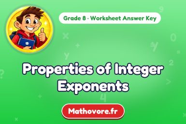 Properties of Integer Exponents – Grade 8 math worksheet answer key