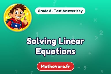 Solving Linear Equations – Grade 8 math test answer key