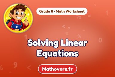 Solving Linear Equations – Grade 8 math worksheet