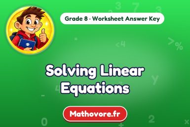 Solving Linear Equations – Grade 8 math worksheet answer key