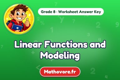 Linear Functions and Modeling – Grade 8 math worksheet answer key