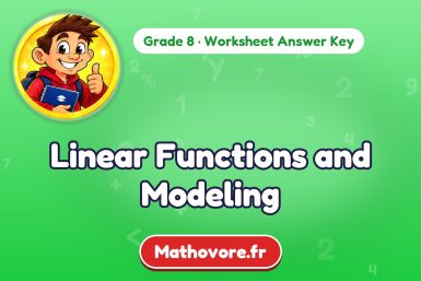 Linear Functions and Modeling – Grade 8 math worksheet answer key