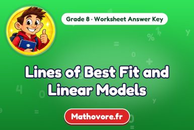 Lines of Best Fit and Linear Models – Grade 8 math worksheet answer key