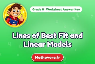 Lines of Best Fit and Linear Models – Grade 8 math worksheet answer key